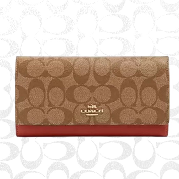 Coach Handbags - COACH Trifold Wallet In Colorblock Signature Canvas